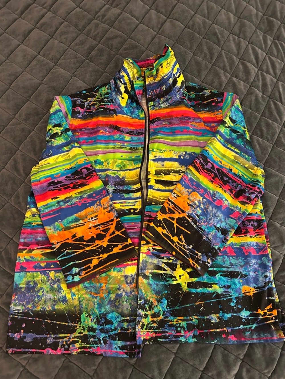 Caroline Rose Wearable Art Full Zip Multi-color Retro Jacket - Size 1x